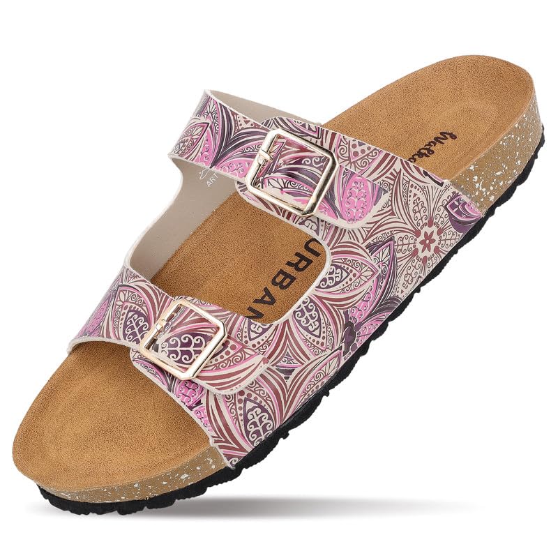 Image of WALKAROO Women's Fashion Sandals|Printed Dual Strap Design,Cushioned Insole, Lightweight PU Sole|Fashion,Trendy,Stylish Slip-On Comfort Sandals | WLE74035