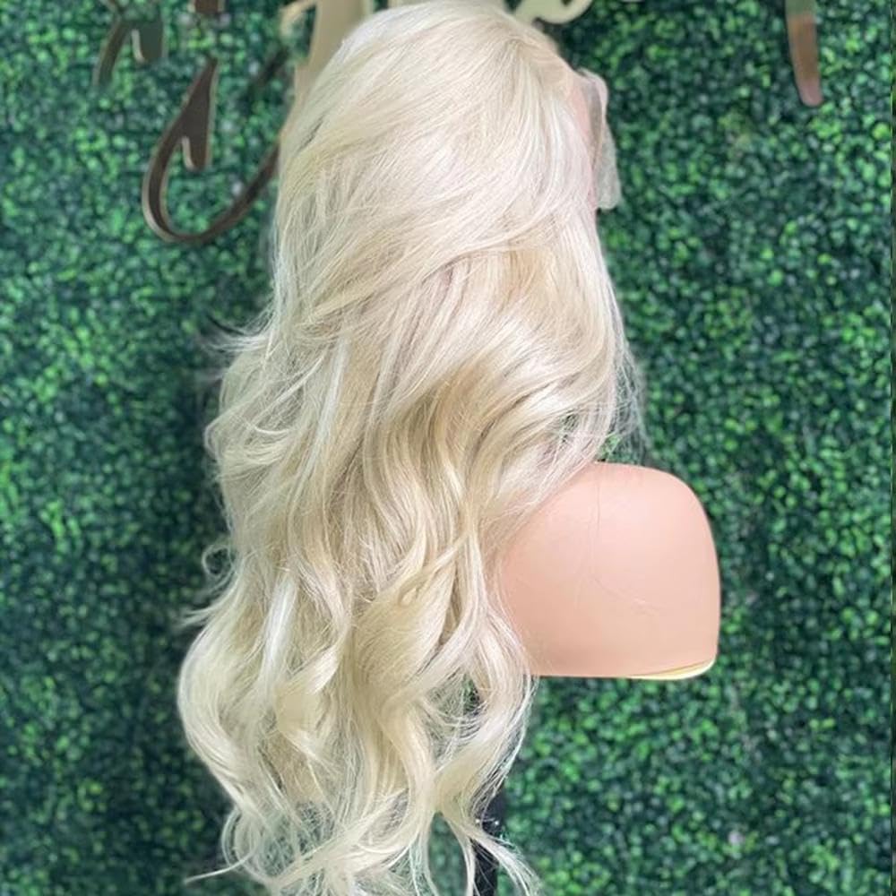 Haarpflege Leimlose Blonde 26“ Lange Gewellte Lace-Front-Perücke Mit 180 Dichte Für Frauen Vorgezupft Hitzebeständig Täglich