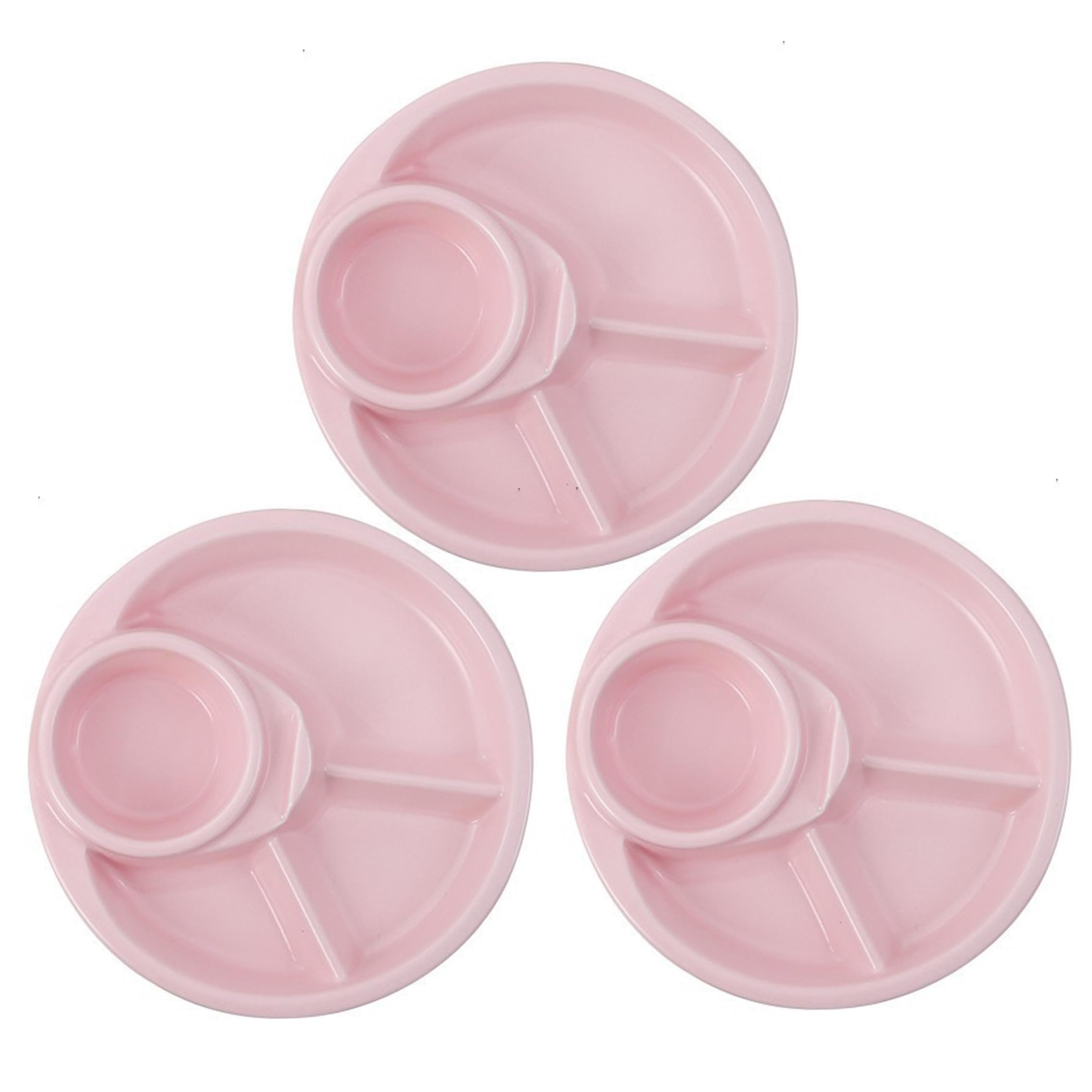 Xdyyjrasa Portion Control Plates - 3-Pack Plastic Divided Plates for Adults, Style-1