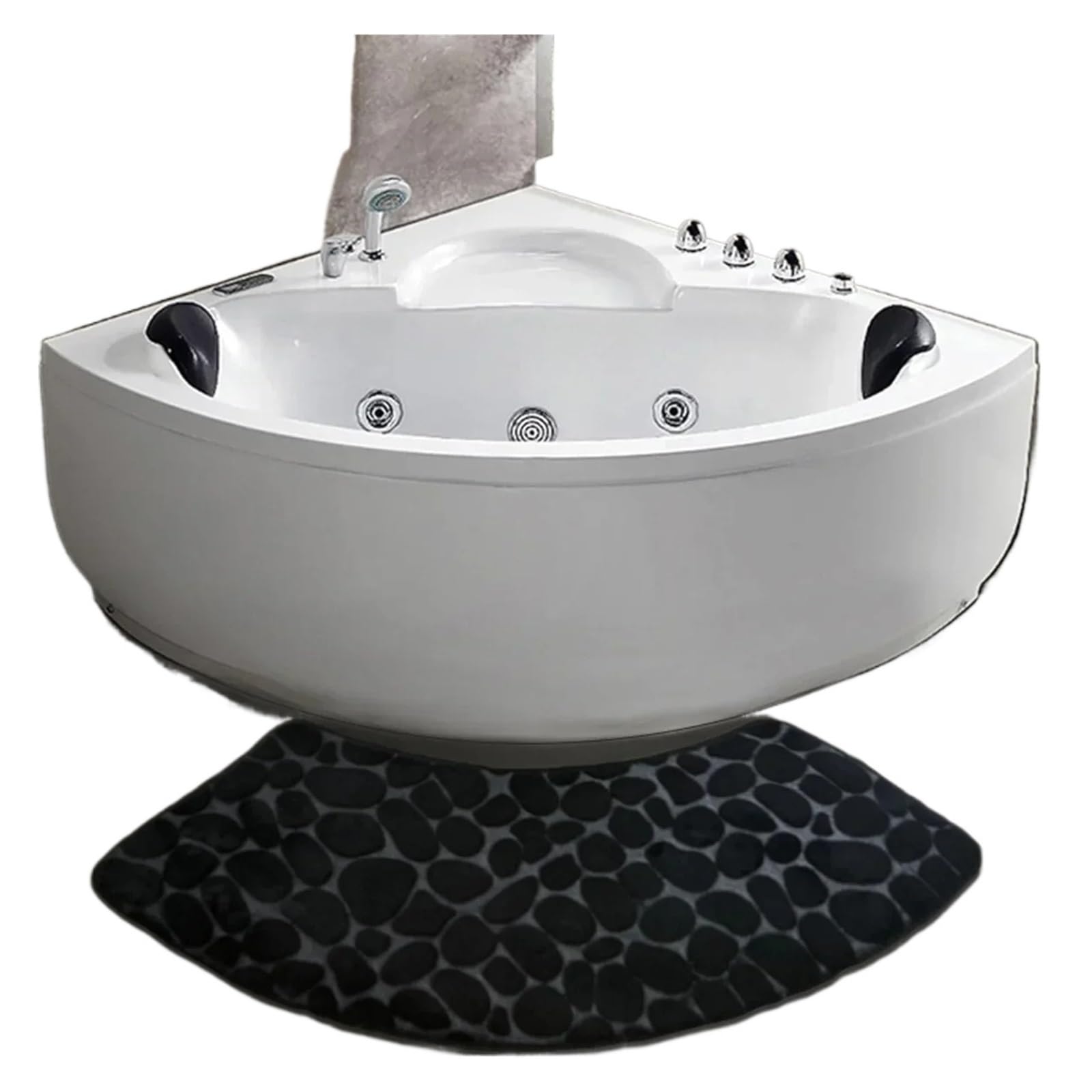 Curved Shower Mat Curved Bathroom Mat - Thickened Absorbent Non-Slip Shower, Dirt Resistant Toilet Door For & Entrance Rug(Black)