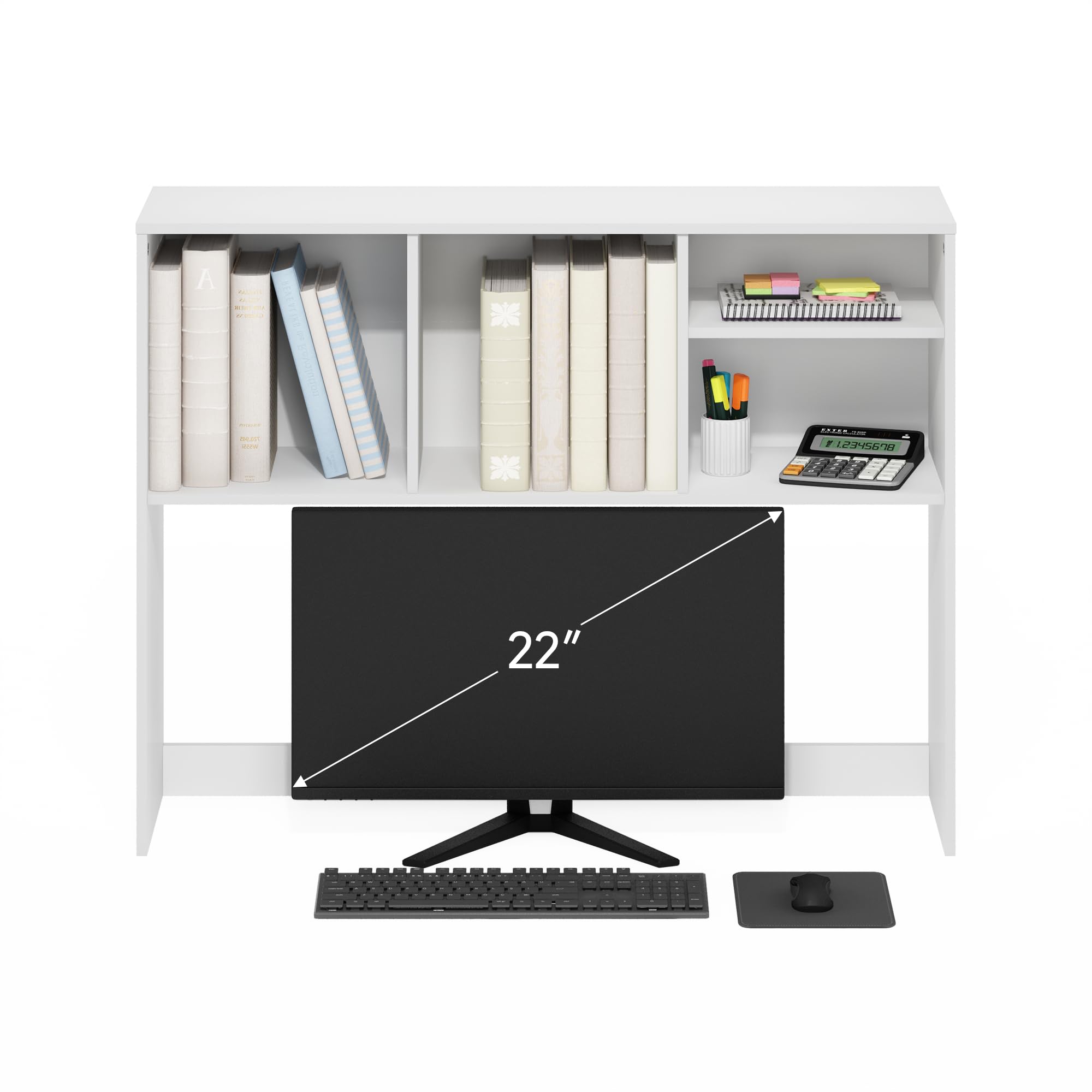 Furinno CLASSIC Mensola da Scrivania, Alzata da Scrivania a 4 Ripiani, Mensola Libreria, Organizer da Scrivania, per Forniture per Ufficio, Accessori da Scrivania per Ufficio, Bianco
