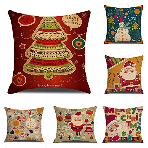 Anyingkai 6pcs Funda de Almohada de Navidad, Cojín de Navidad, Juego de Almohada de Navidad, Funda de Almohada de Navidad 45x45, Navidad, Funda de Almohada Decorativa Invierno Cover