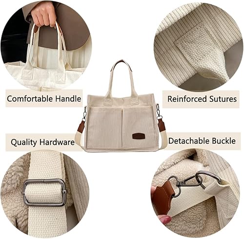 Miniatura 6 de Bolsa de pana para mujer, bolso cruzado de lona, bolsos de hombro, bolsa para adolescentes y niñas