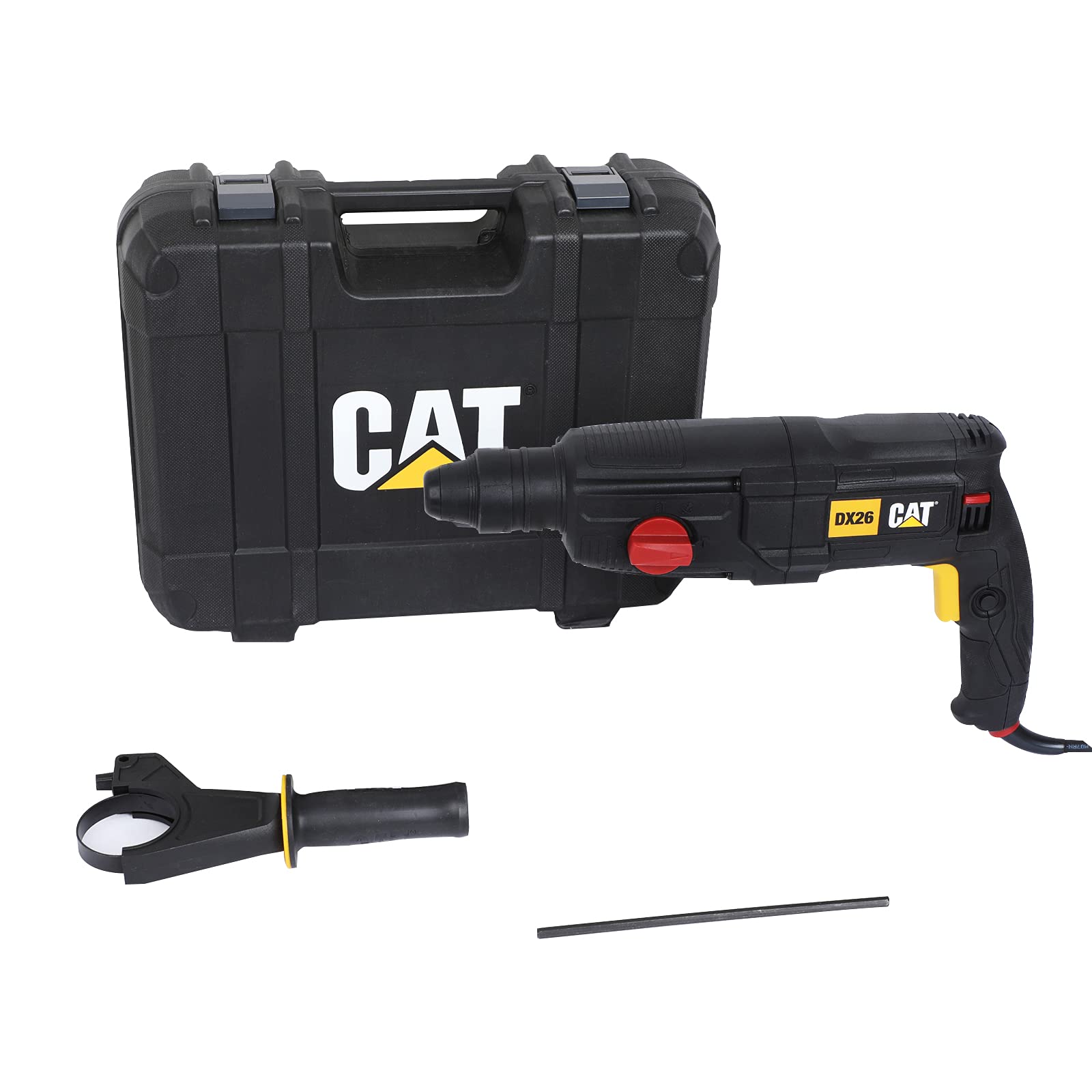 CAT Caterpillar młot udarowo-obrotowy 800 W, SDS-plus, energia udaru: 3.0 J, 5300 min.-1 liczba udarowa, wiercenie udarowe, wiercenie i dłuto z mocowaniem dłuta, w walizce