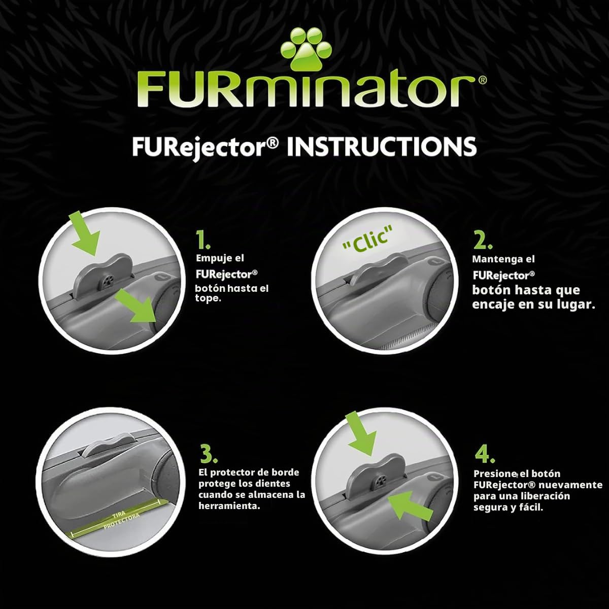 FURminator deShedding, Tool para perros medianos de pelo corto, Cepillo talla M para perros medianos para eliminar el pelo suelto, Diseño mejorado