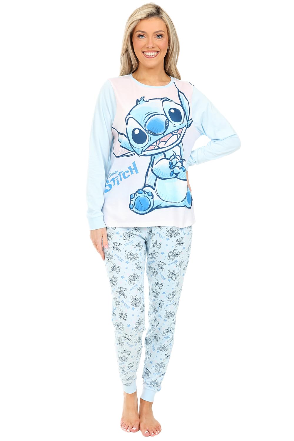 Disney Women's Purple Lilo And Stitch Long Pyjama Set Pj's (12-14) Size 12-14