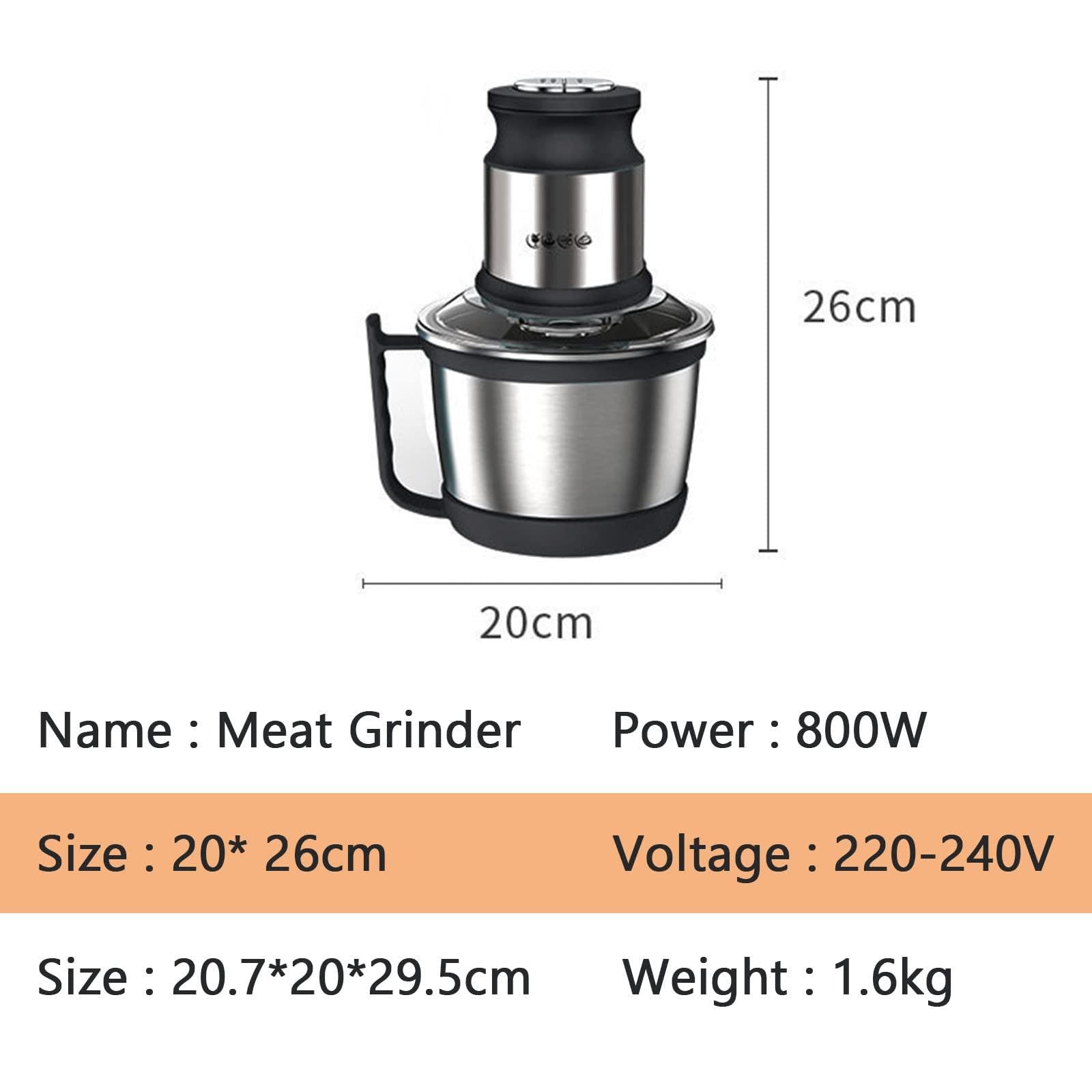 Picadora De Carne EléCtrica De 3L, 800W Procesador De Alimentos Y Licuadora, Ajustable De 2 Velocidades, con Mango/Tapa Transparente, para Carne, Verduras, Frutas, Cebollas, Ajos