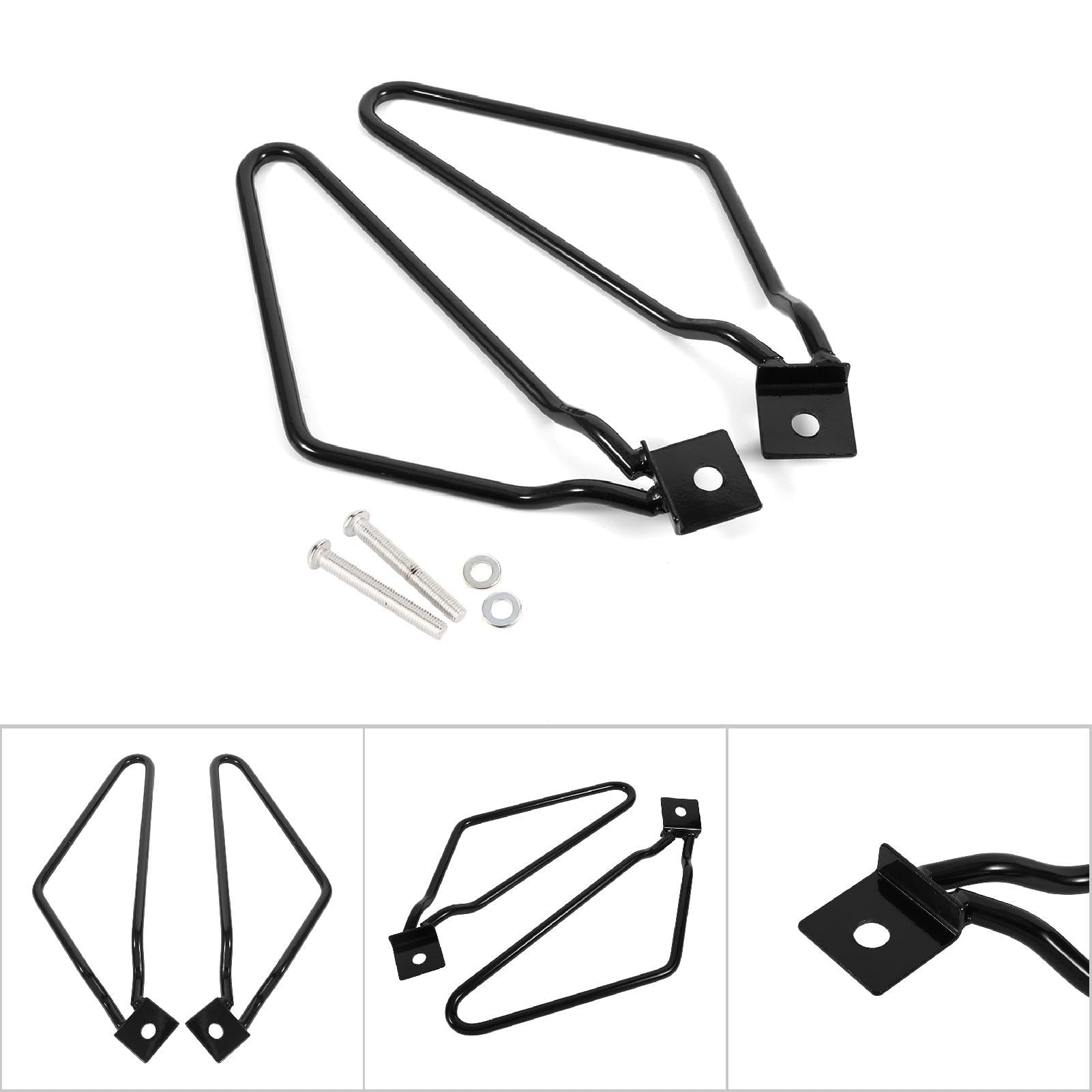 Cocoarm 2 x uchwyt na sakwy motocyklowe, czarny, żelazny, chromowany, pasuje do XL883/1200 HD1450/1584