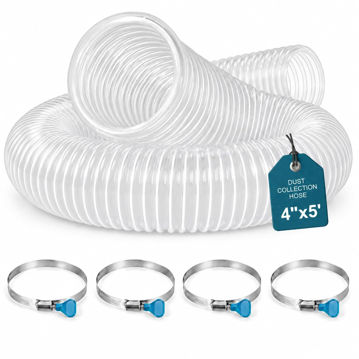 4" PVC Dust Collection Hose - 10ft, Clear -18