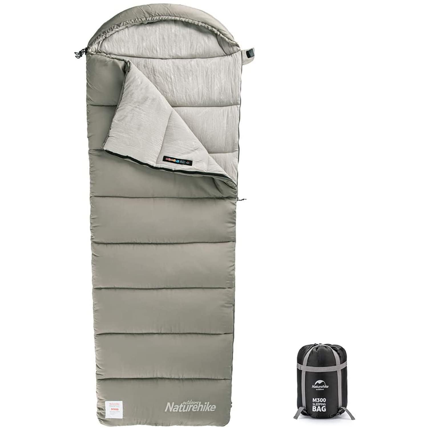 Naturehike Śpiwór bawełniany z kapturem na 3 pory roku, lekki, przenośny i składany śpiwór kopertowy, wypełniony bawełną M180/M300