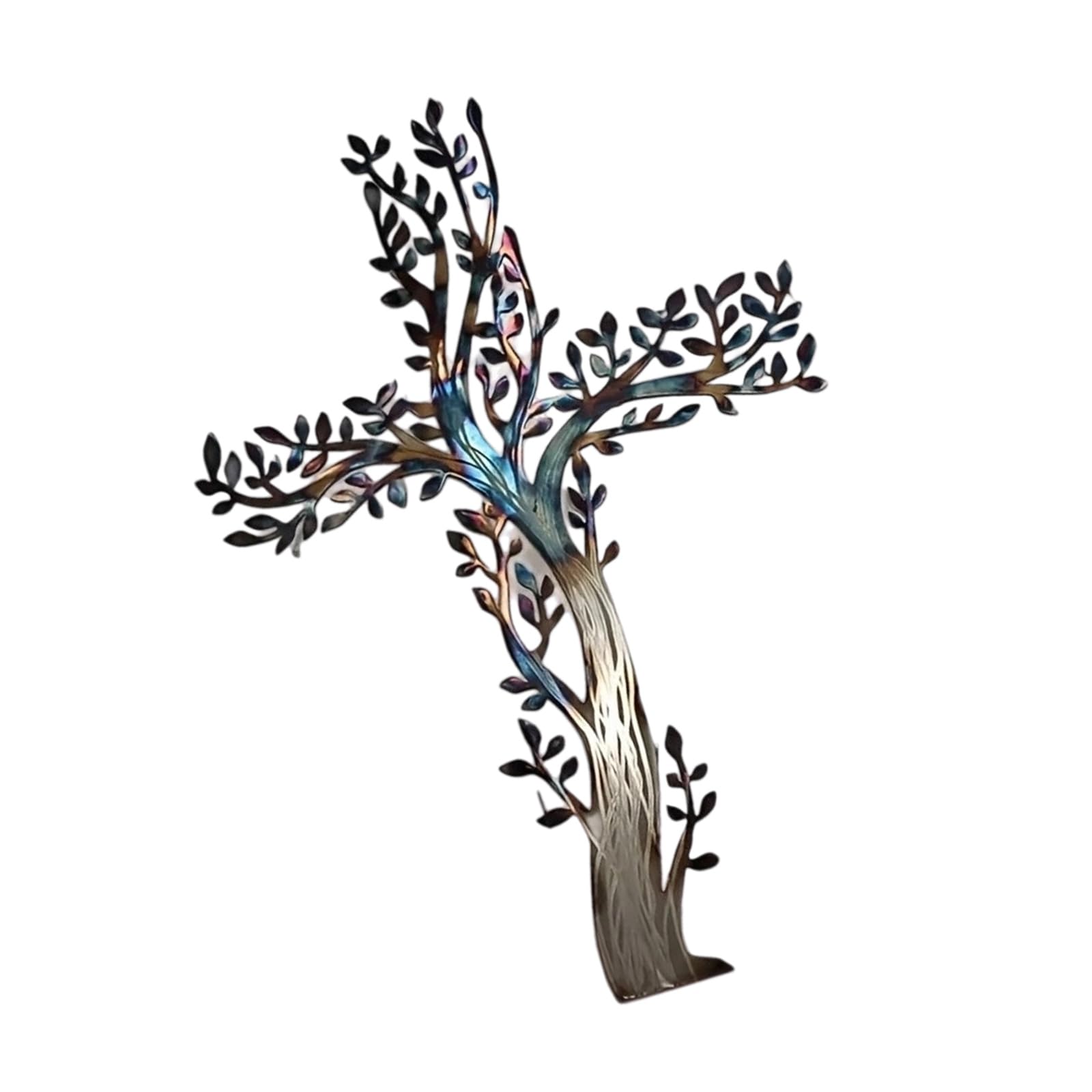 Zxfdsfdbnm Metal Tree Crosses Wall Hanging Sculpture Religious Iron Wall Art Decoration for Living Room Spiritual Home Decors Religious Decors