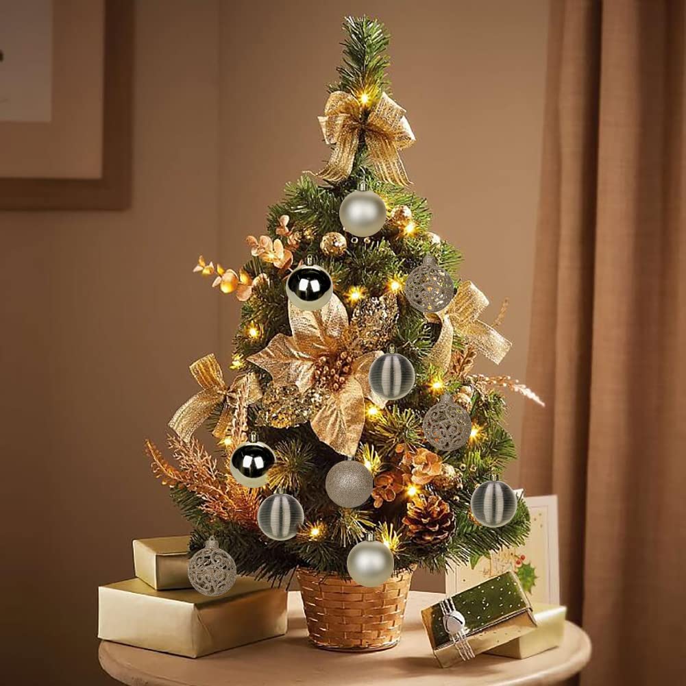25 Weihnachtskugeln 6 Cm – Bruchsicher In Champagnerfarben – Mit Glitzer & Mustern – Für Baum & Deko
