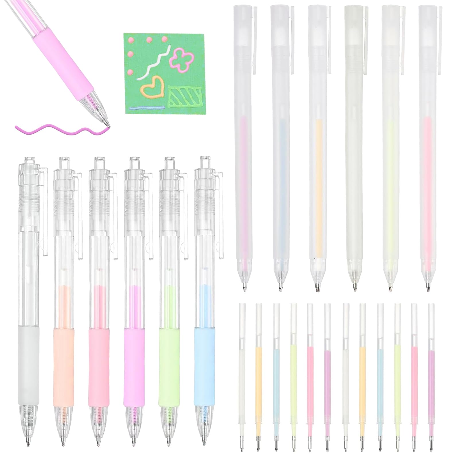12 PCS Glue Pens for Crafting with 12 Refills Quick Drying Ballpoint Fine Tip Glue Pen Liquid Precision Adhesive Pens for Card Making Scrapbooking Handicraft DIY Crafts
