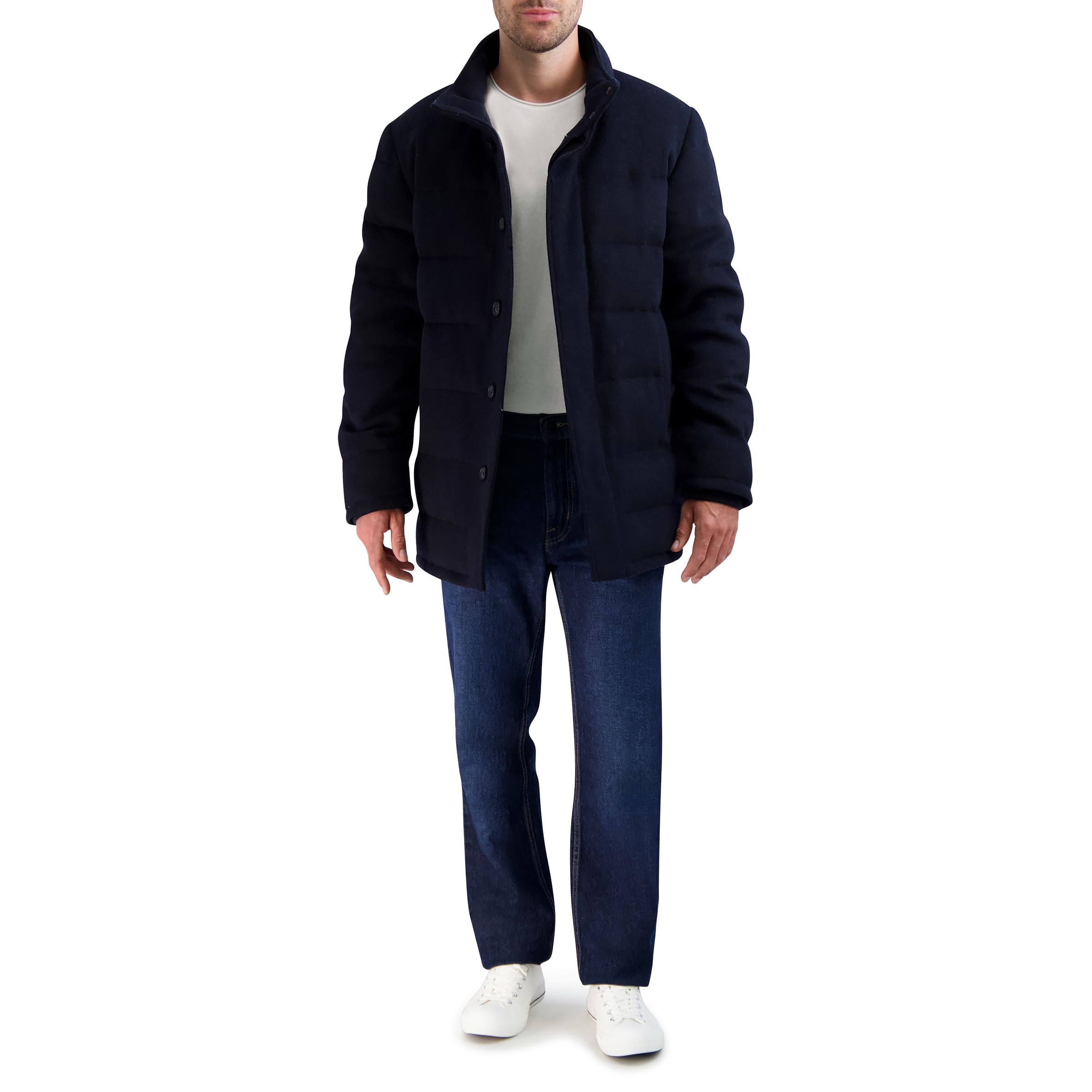 Cole Haan mens Wool Padded Coat, Navy, M