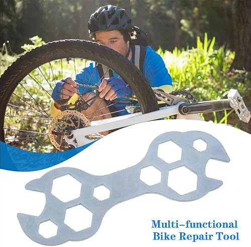 Miniatura 5 de AYLIFU Llave de bicicleta de acero galvanizado para bicicleta de montaña, herramienta multifuncional de reparación de bicicletas, 2 uds