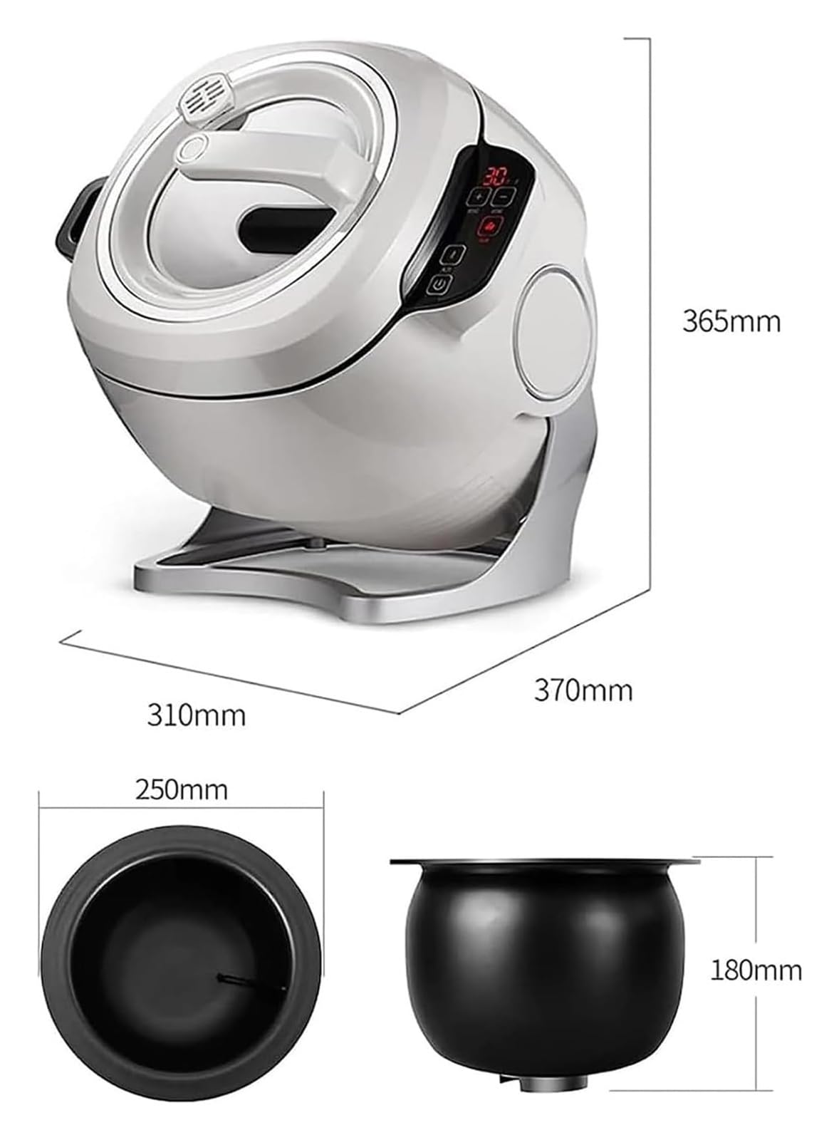 Komercyjny robot kuchenny 2000 W, w pełni automatyczna maszyna do gotowania 6 l z obrotem 360°, wydajne urządzenie kuchenne do restauracji i gastronomii