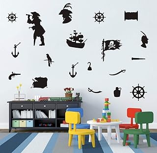 Kids Room Boys Bedroom Pirates Stickers Lovely Pirate Wall Art Stickers for Children Vinyl Art Decal for Boys Bedroom AM107