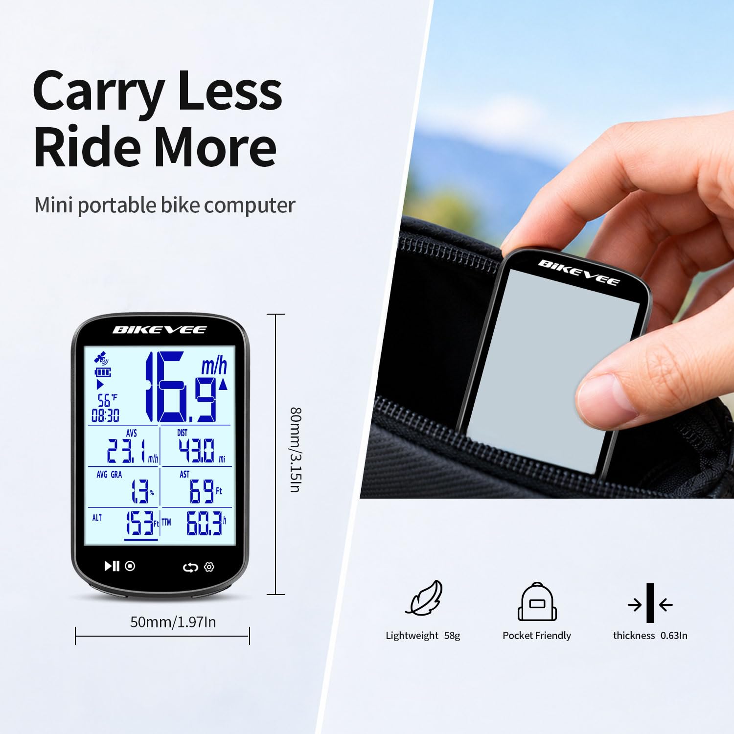 Bezprzewodowy komputer rowerowy GPS, licznik rowerowy z dużym wyświetlaczem i aplikacją Bluetooth, wodoszczelność IPX7, automatyczne podświetlenie, wyświetlacz FSTN 2,6 cala