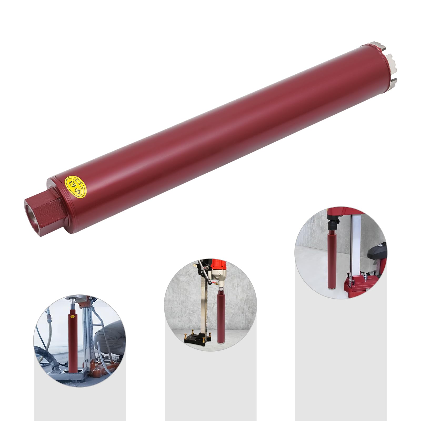 Carotteuse à sec et humide, 63 mm, profondeur de perçage 410 mm, dents plates, grandes dents murales pour béton trempé, maçonnerie dure, brique, asphalte, 6,3 x 45 cm