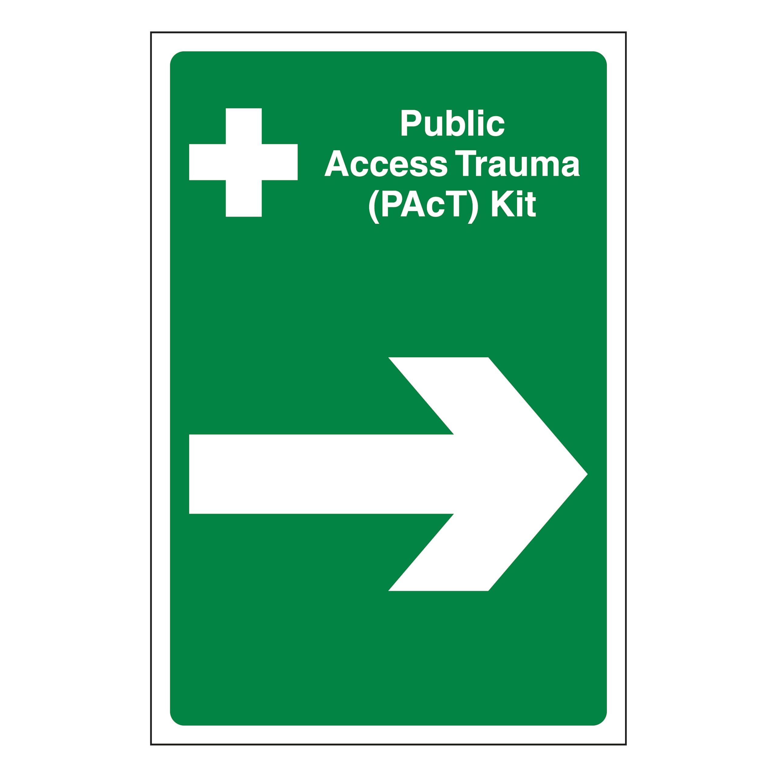 V Safety Public Access Trauma (PAcT) Kit Arrow Right 450 x 600 mm - 2mm Super-Tough Rigid Plastic