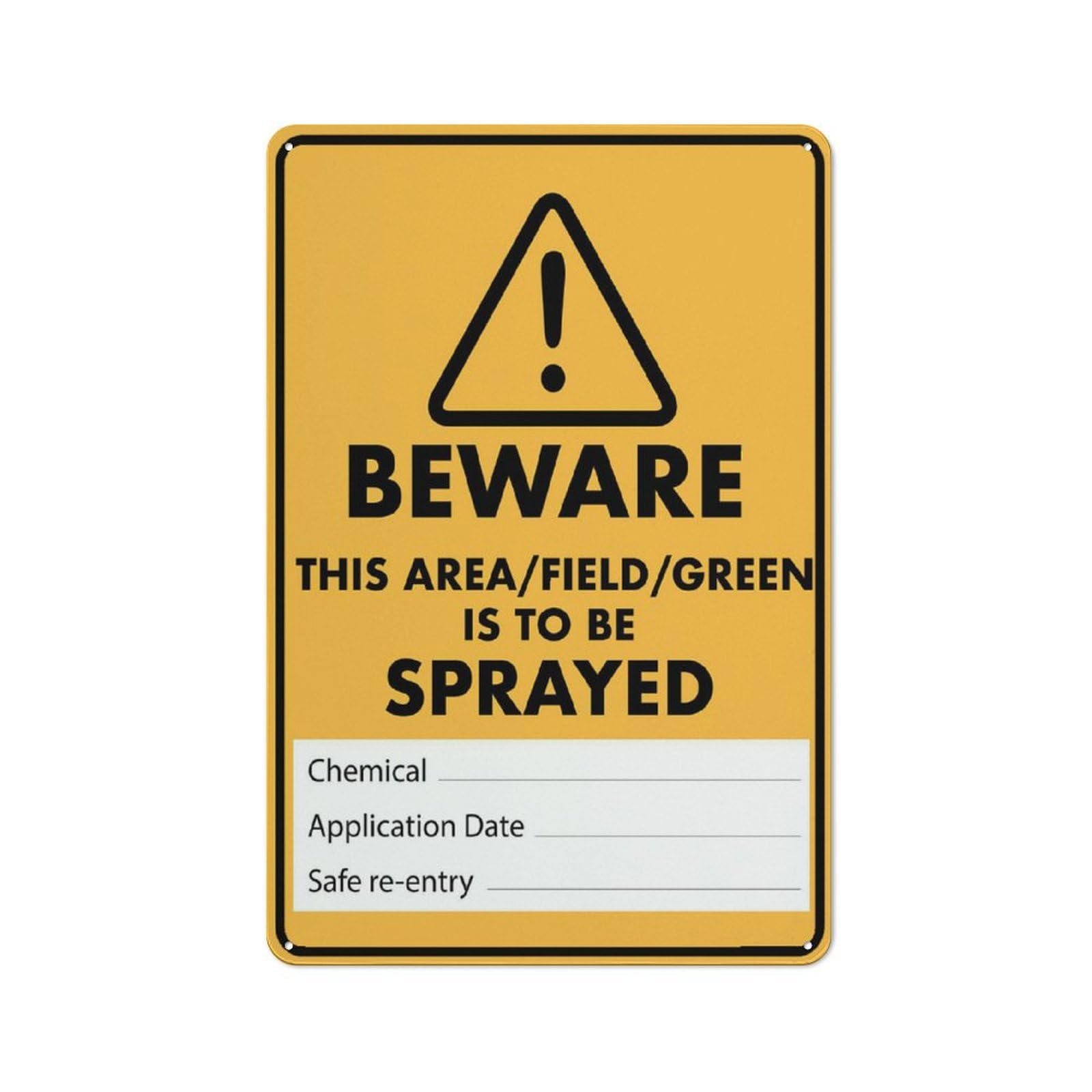 Beware - This Area Is To Be Sprayed Sign, 8x12 Inch Rustproof Aluminum Metal Sign, Multicolor