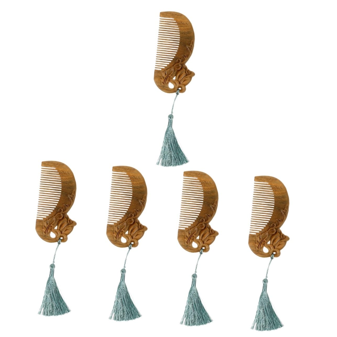 MAGICLULU 5st Schnitzkamm Grünem Sandelholz Haarschneidekämme Kamm Für Frauen Haarkamm Für Erwachsene Massagekämme Massagekamm Holz Haarpflegekamm Hölzern Meridian Damen Haare Kämmen