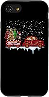 Vista 13 de Funda para iPhone 15 Pit Bull Dog Christmas Red Plaid Truck Santa Christmas Tree