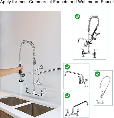 Miniatura 7 de KANONEY - Válvula pulverizadora de preenjuague con manguera de acero inoxidable flexible de 45 pulgadas, kit de reemplazo de cabezal de boquilla