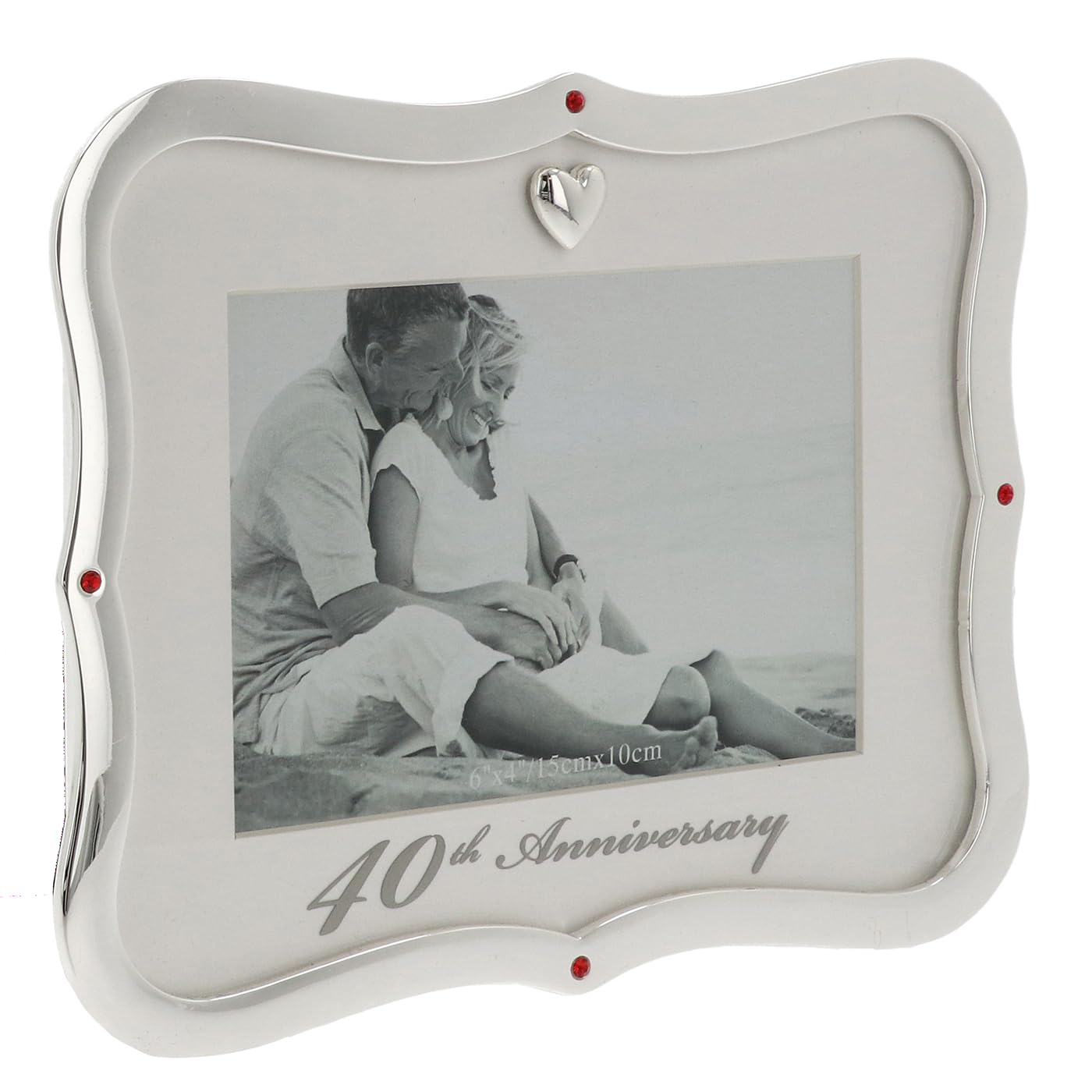 Shudehill Giftware 40Th Anniversary Celebration Frame - 25Th, Or 50Th Anniversary 6X4 Inch Silver Photo Frame (40Th)