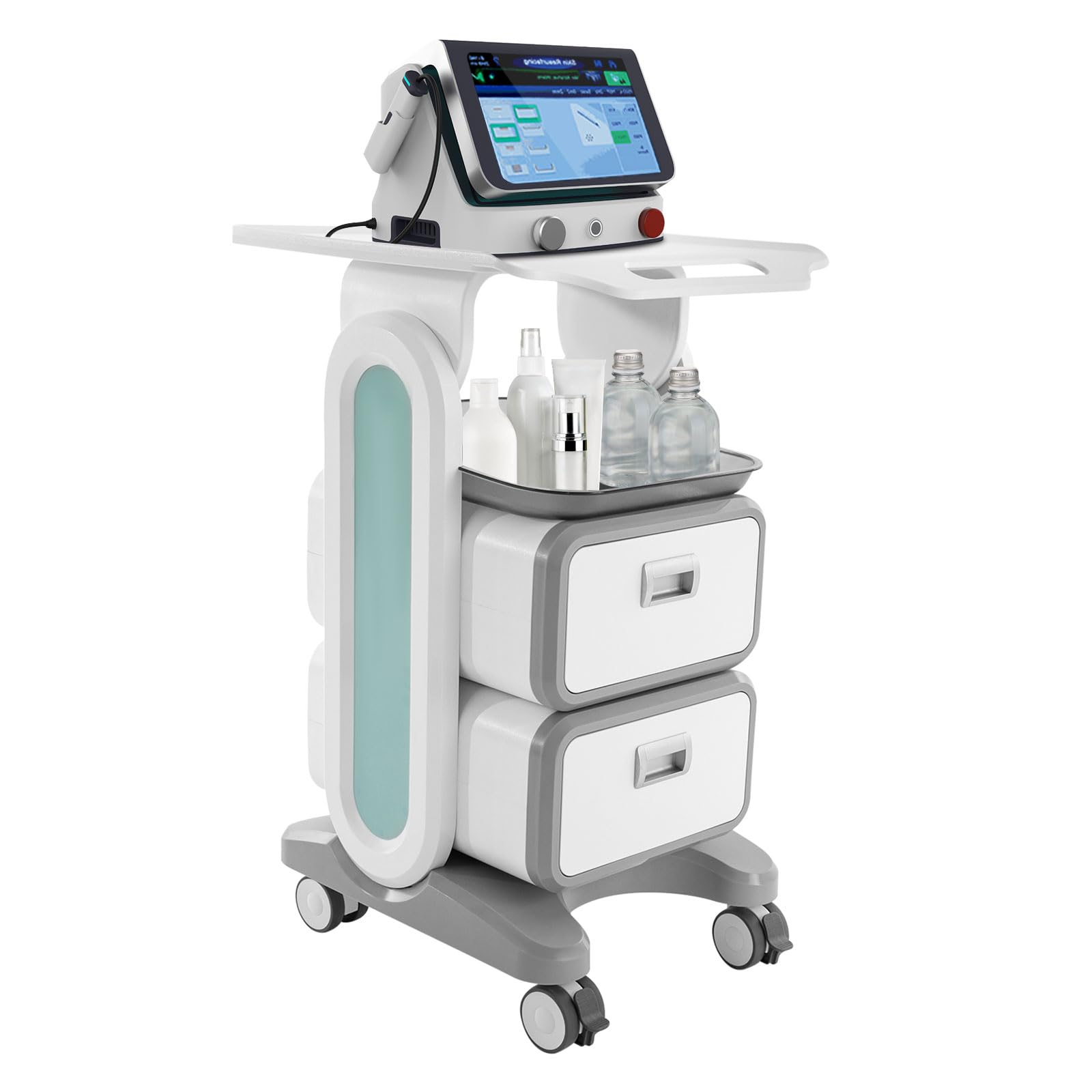 Carrello da Laboratorio 3 Ripiani Medico Mobile ABS 4 Ruote Silenziose Cassetti Vassoio