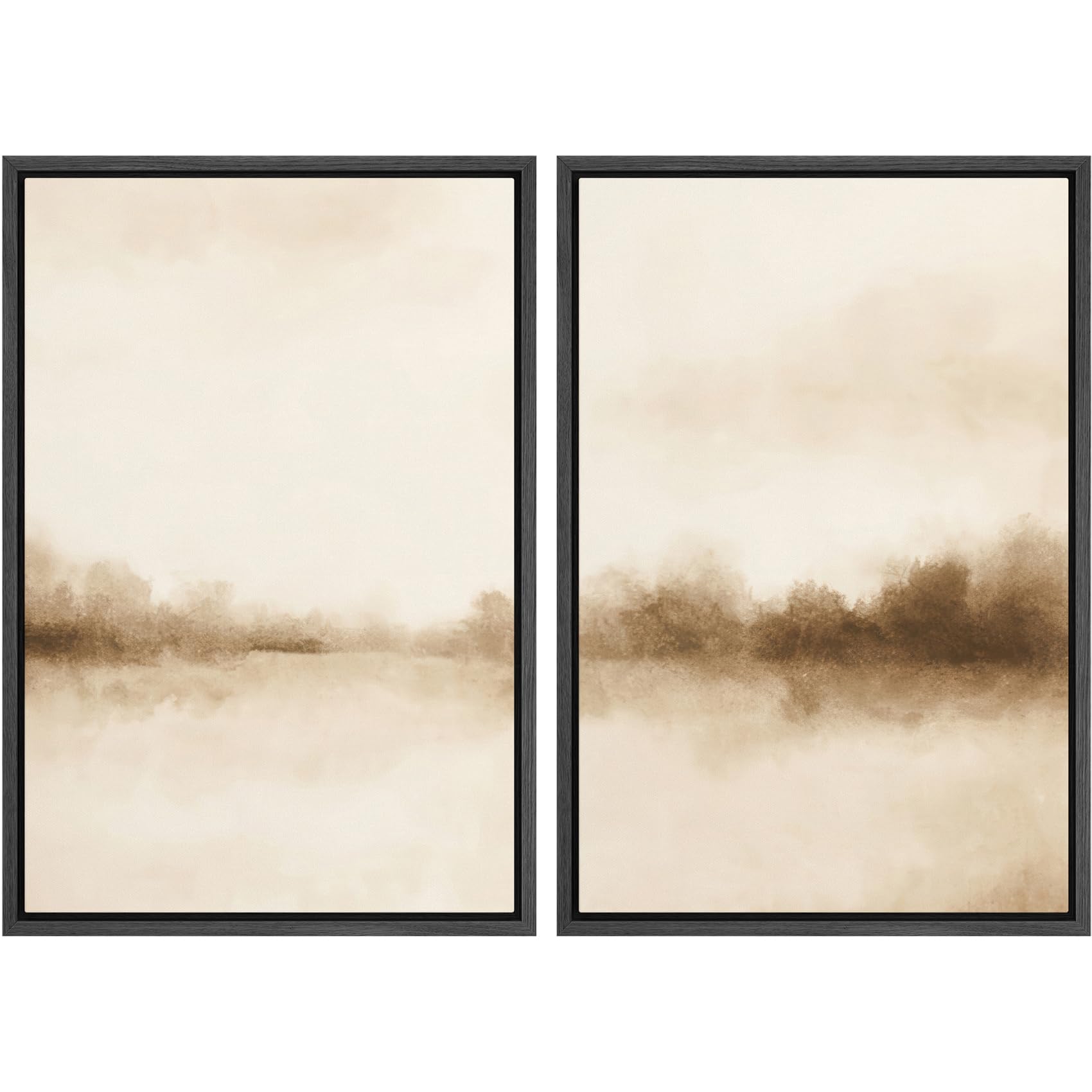 SIGNFORD Framed Canvas Print Wall Art Set Soft Hydrangea Pair Light Blue Florals with Green Leaves Illustration Modern Art Decorative Nordic Nature for Living Room, Bedroom, Office - 24"x36"x2 White — view 49