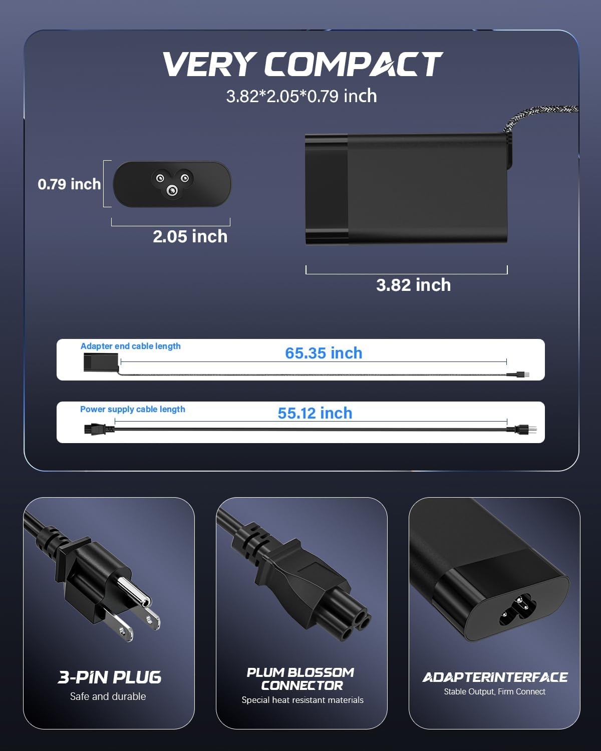 New 65W USB C Laptop Charger Compatible with HP Spectre x360, Elitebook x360, Envy, Omnibook, Pavilion, Elite x2,ChromebookType C Power Cord Ac Adapter - Image 4