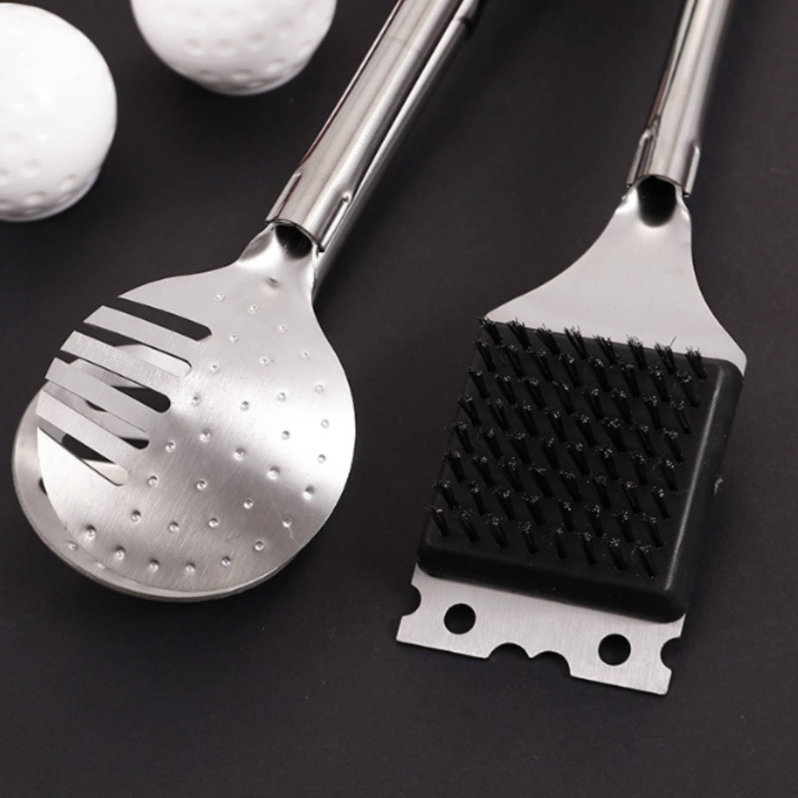 8 Stück Grillwerkzeug-Set mit Tragetasche Langstielig Grillbesteck-Set mit Tragetasche Edelstahl für Grill-Experte, Camping-Enthusiast, Grillvergnügen, Schwarz