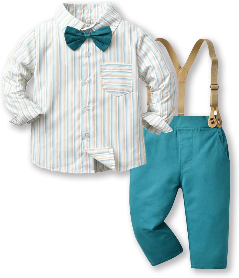 Moyikiss StudioToddler Dress Suit Baby Boys Gentleman Clothes Sets Bow Ties Shirts + Suspenders Pants Outfits