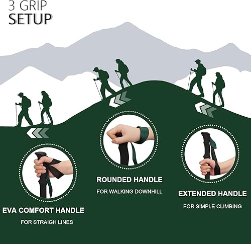 Miniatura 5 de TheFitLife Bastones de senderismo plegables para senderismo  Bastones plegables ligeros para hombres y mujeres con mango de espuma extra largo y