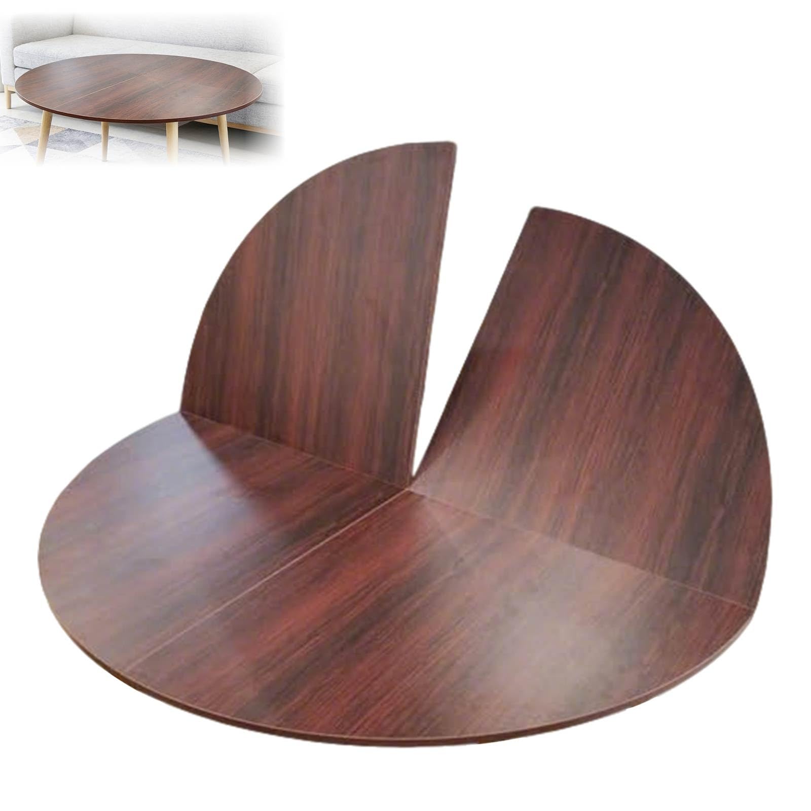 Large Foldable Round Table Top Extender Four-fold 47"-86" Round Folding Tables Outdoor Table Top Extender Table-Top Replacement Portable Wood-Top for Kitchen and Dining(Teak,62.9")