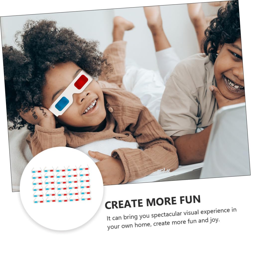 PRETYZOOM Occhiali 3d di Carta Anaglifi Monouso Lenti Rosso-blu, 30 Pezzi per Cinema, Video e Visualizzazione 3d, per Feste, Compleanni e Uso Domestico