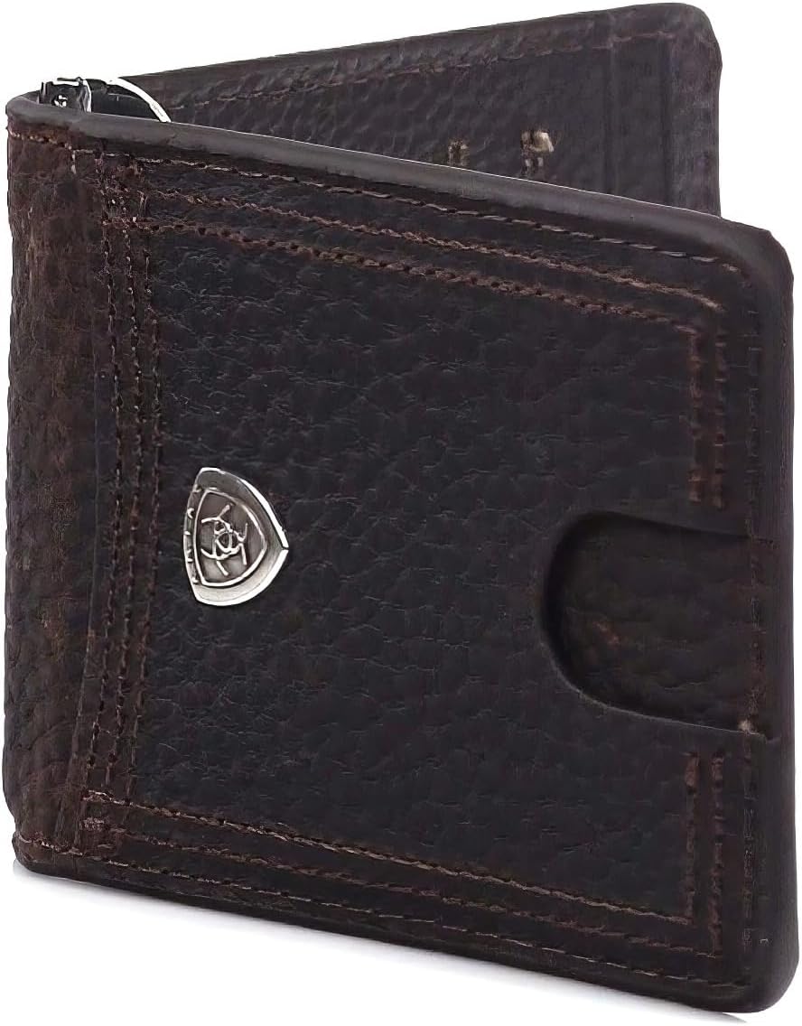 ARIAT Men's Rowdy Shield Logo Brown Money Clip Bifold Wallet A35117282 - Image 6