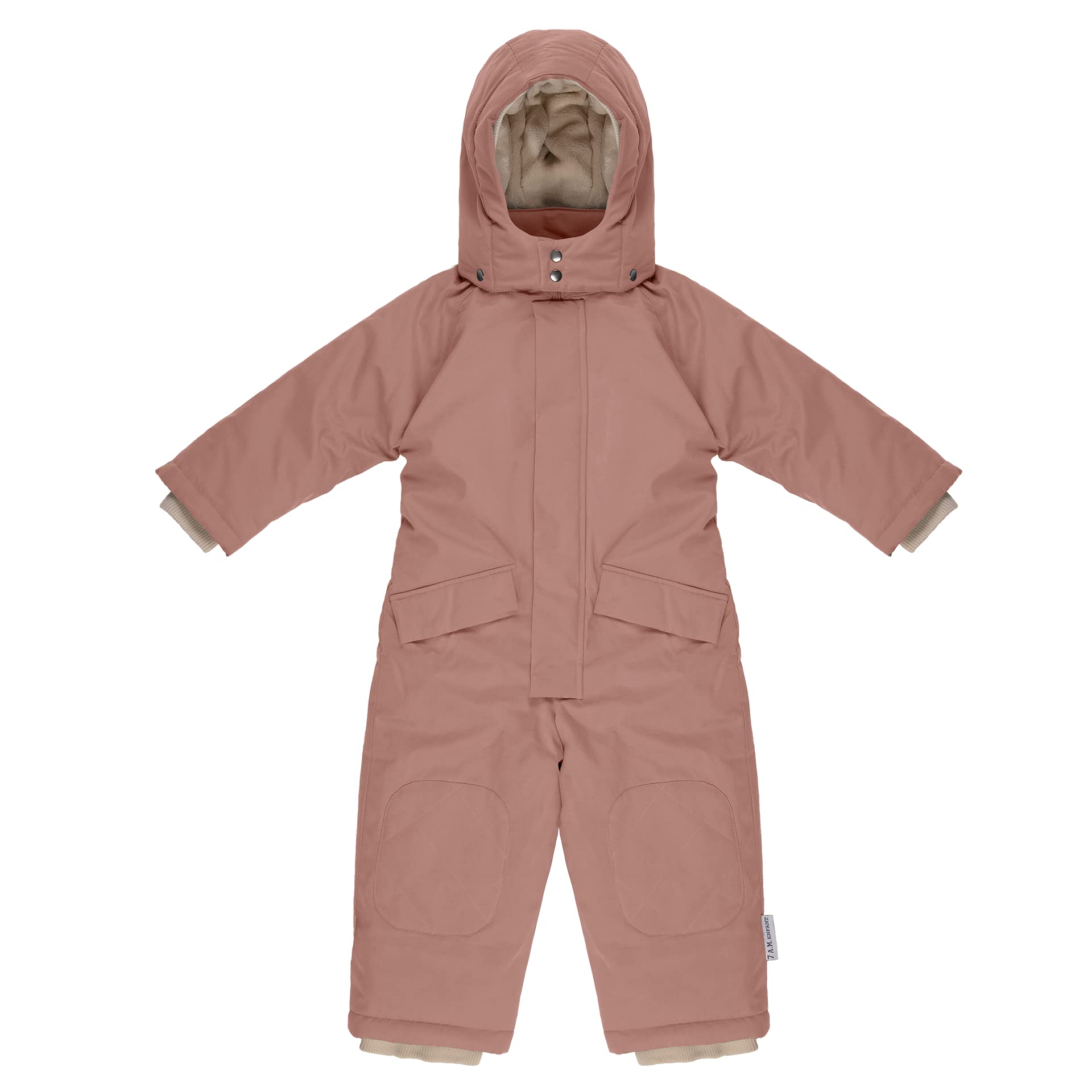 7AM Winter Jumpsuit with Gloves - Zipper Down Hooded Baby Jumpsuit, Unisex Cotton Lined Infant Snowsuit, Water Repellent Winter Baby Fleece Jumpsuit with Gloves, Baby Hooded Winter Romper | (2-3T)