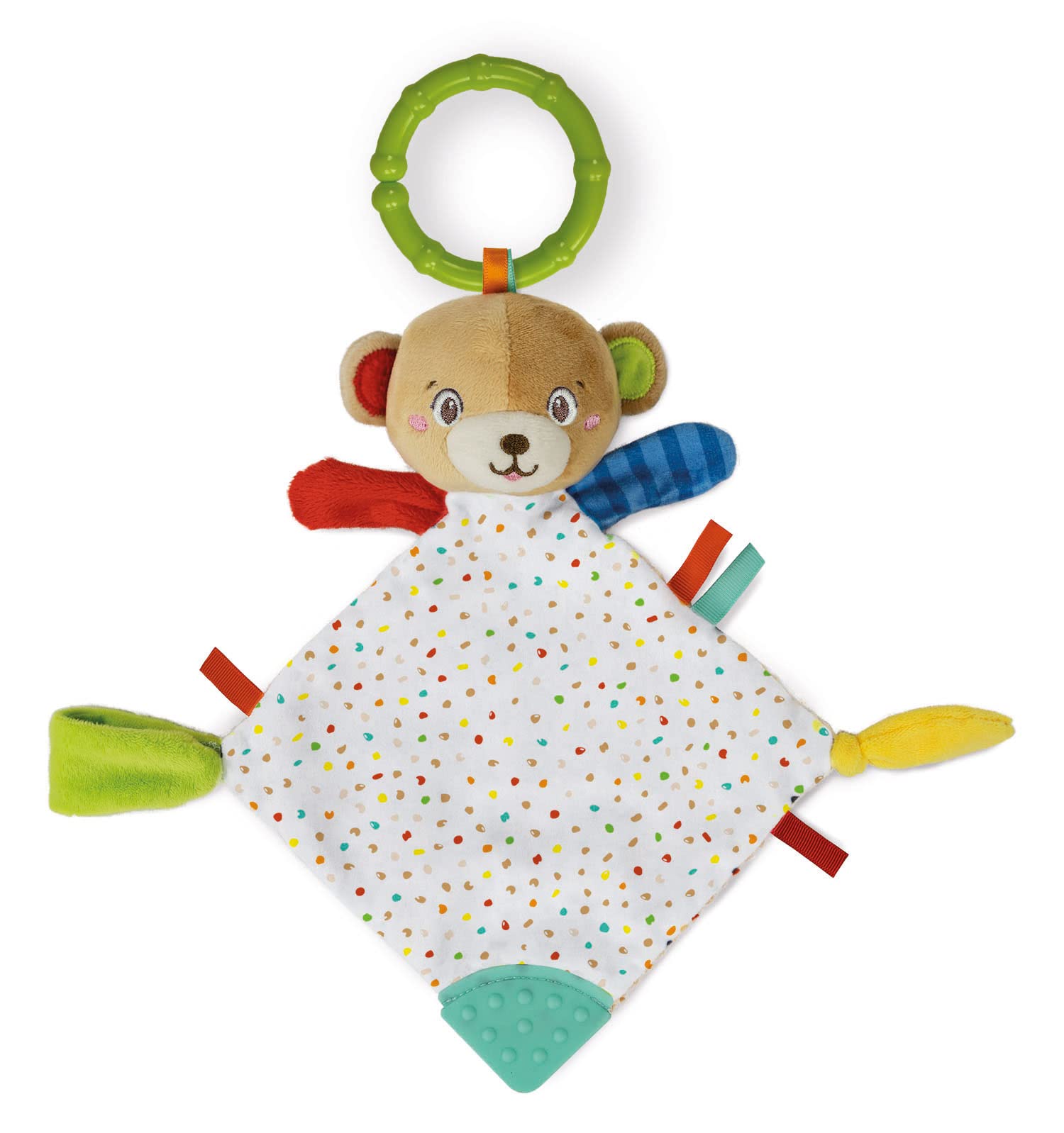 Clementoni - 17654 - Lovely Bear Comforter - Toddler Plush Toy, Early Years Toys, Infant Toys, New Born Soft Toys Gift, 100% Washable