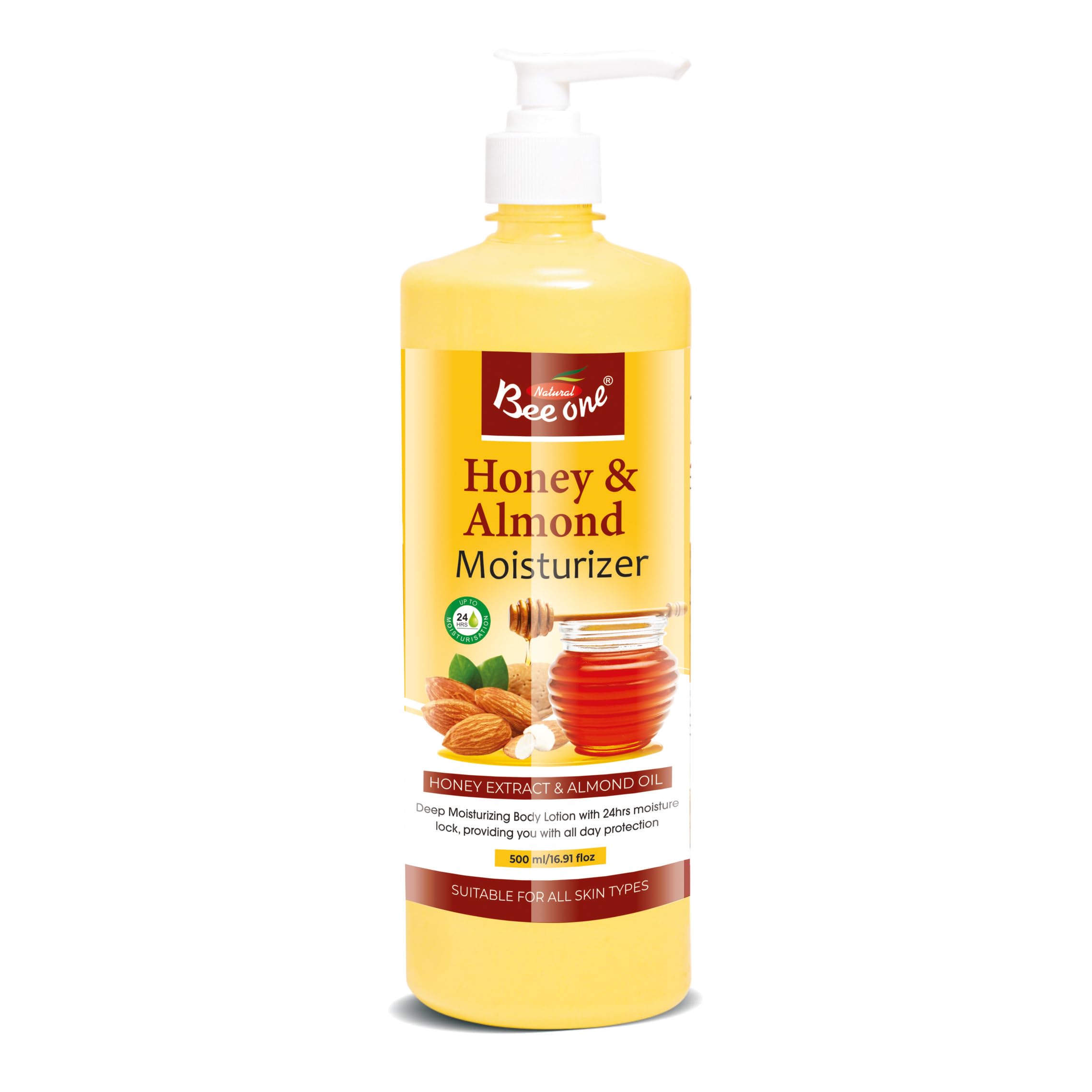 Bee One Honey & Almond Moisturizer, 500ml, Deep Nourishment Lotion with 24H Moisture Lock & All-Day Protection, Transforms Dry & Flaky Skin to Smooth, Baby Soft & Glowing, All Skin Types, Men & Women-image-15