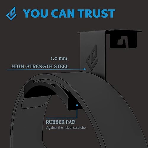 Miniatura 2 de DEZCTOP Soporte para auriculares debajo del escritorio, soporte para auriculares para juegos de PC, accesorios de soporte para auriculares, soporte