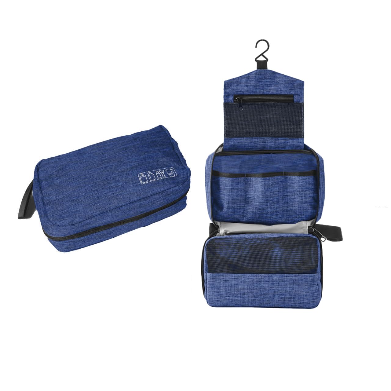 Travel toilet bag is used to store toiletries, Suitable for short-term travel use hanging toilet bag (Navy blue)