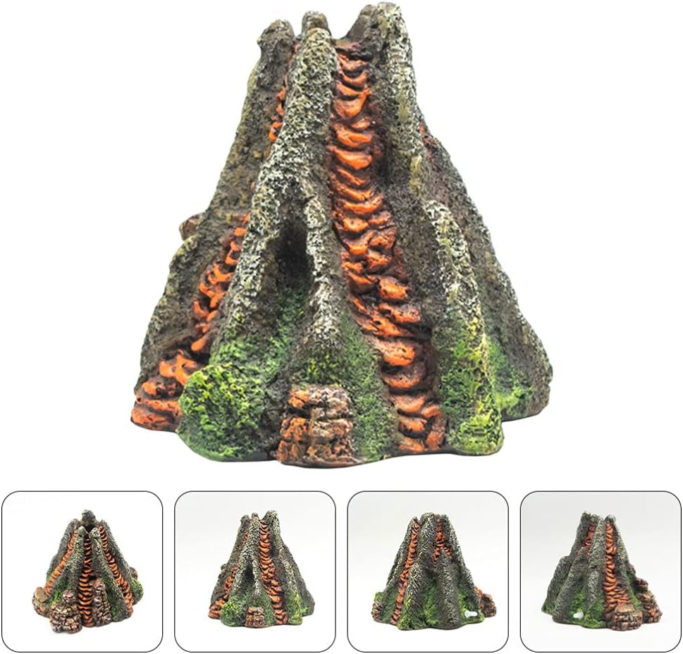 Totority Led Decor Fish Tank Volcano Volcano Bubbler Reastic Resin Fish Tank Landscaping for Home Reptile Decor