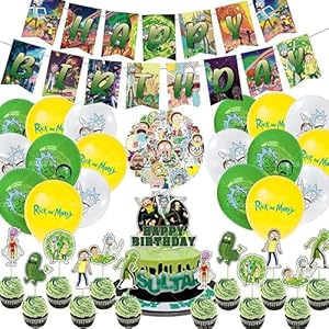 Rick en Morty Verjaardag Decoraties Ballonnen Cake Toppers Rick en Morty Stickers Feestartikelen (46st+stickers, rick)