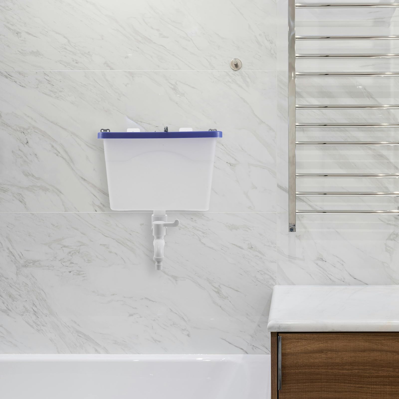 Wasserbehälter 12,5L aus Kunststoff mit Hahn zur Wandmontage Quadratischer Wassertank für Badezimmer und Friseursalons Platzsparende Lösung für Handwaschbecken