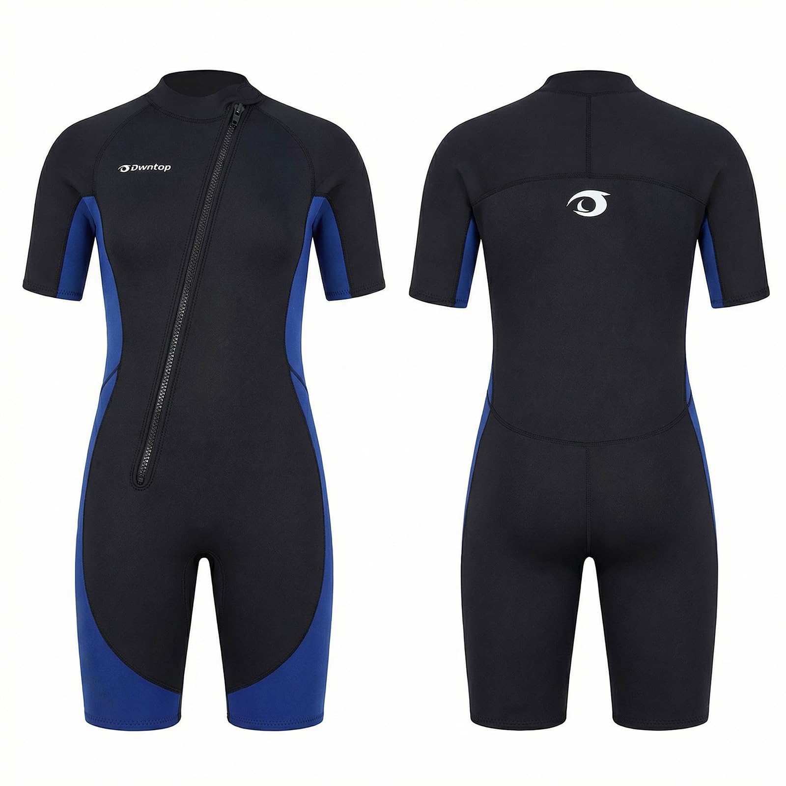 Owntop Muta da uomo Shorty 3 mm - Neoprene Shorty con cerniera frontale, a maniche corte per surf, nuoto, immersioni e triathlon