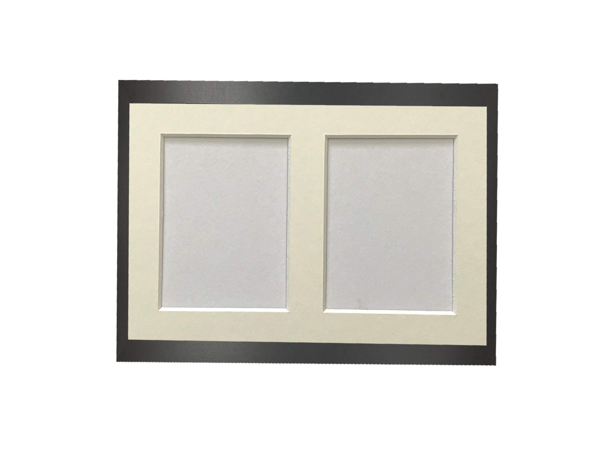 Frames By Post Black Frame And Ivory Multi Mount H7 Black Picture Photo Frame With Ivory 4 X 3 Inch Two Aperture Mount