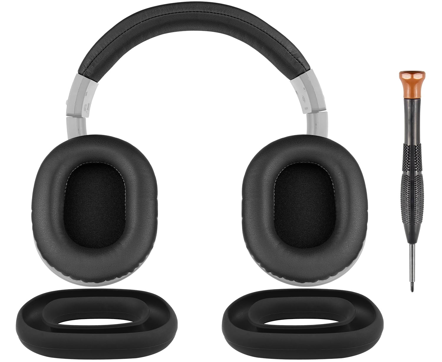 SOULWIT Ear Pads Cushions + Headband Cover+ Silicone Earpads Cover Protector, Replacement Kit for Audio Technica ATH M40, M40X Headphones, Replacement