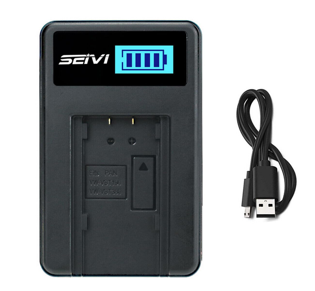 LCD USB Battery Charger for Panasonic HC-V130EB-K, HC-V130EG-K, HC-V130EP-K Camcorder